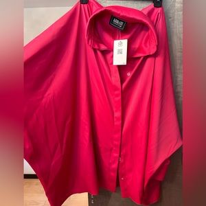 Oversized satin pink shirt